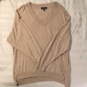 Oversized Deep V-Neck Tunic Sweater